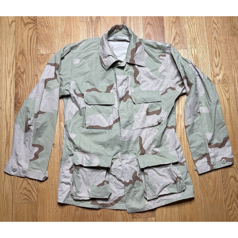 US Military Combat Shirt Field Jacket Mens Medium Long Desert Camo DCU Vintage